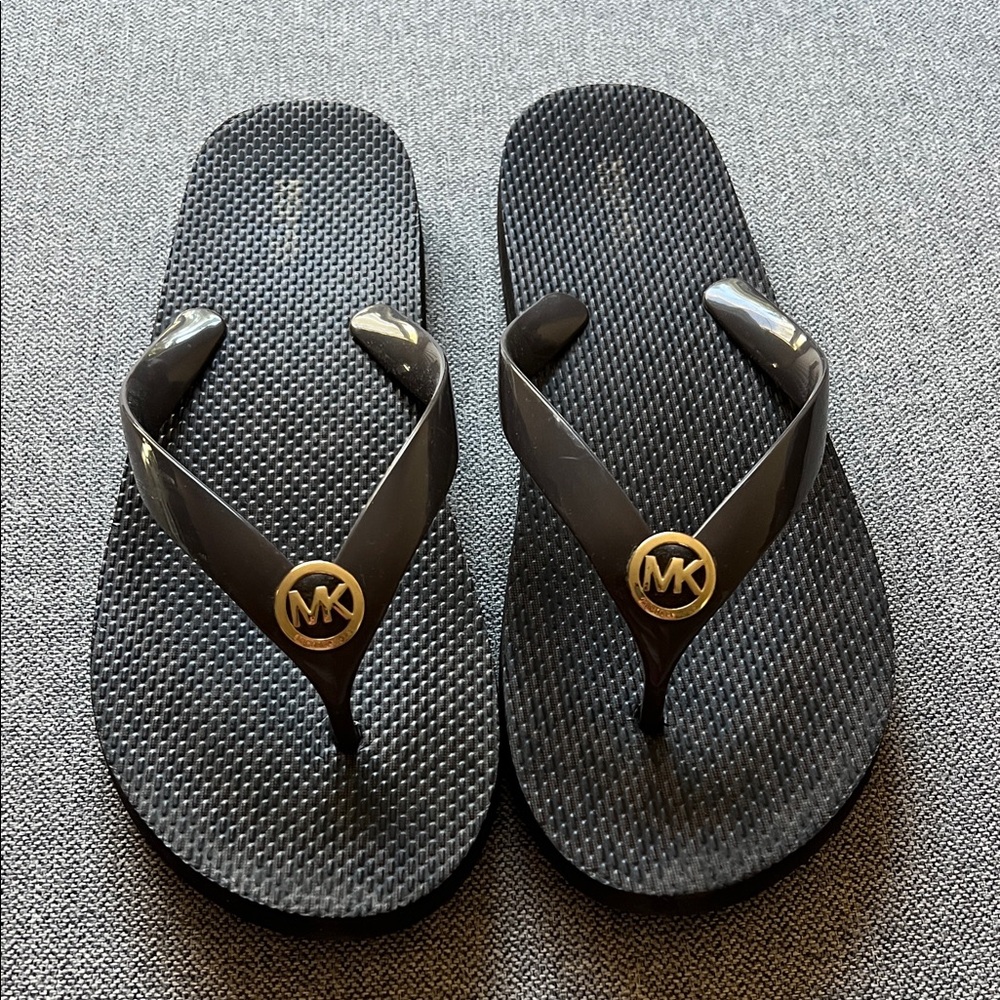 Michael Kors Black and Gold Men's Flip Flops